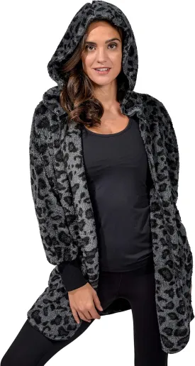 90 Degree By Reflex Ultra Soft Fuzzy Sherpa Hooded Cardigan with Pockets