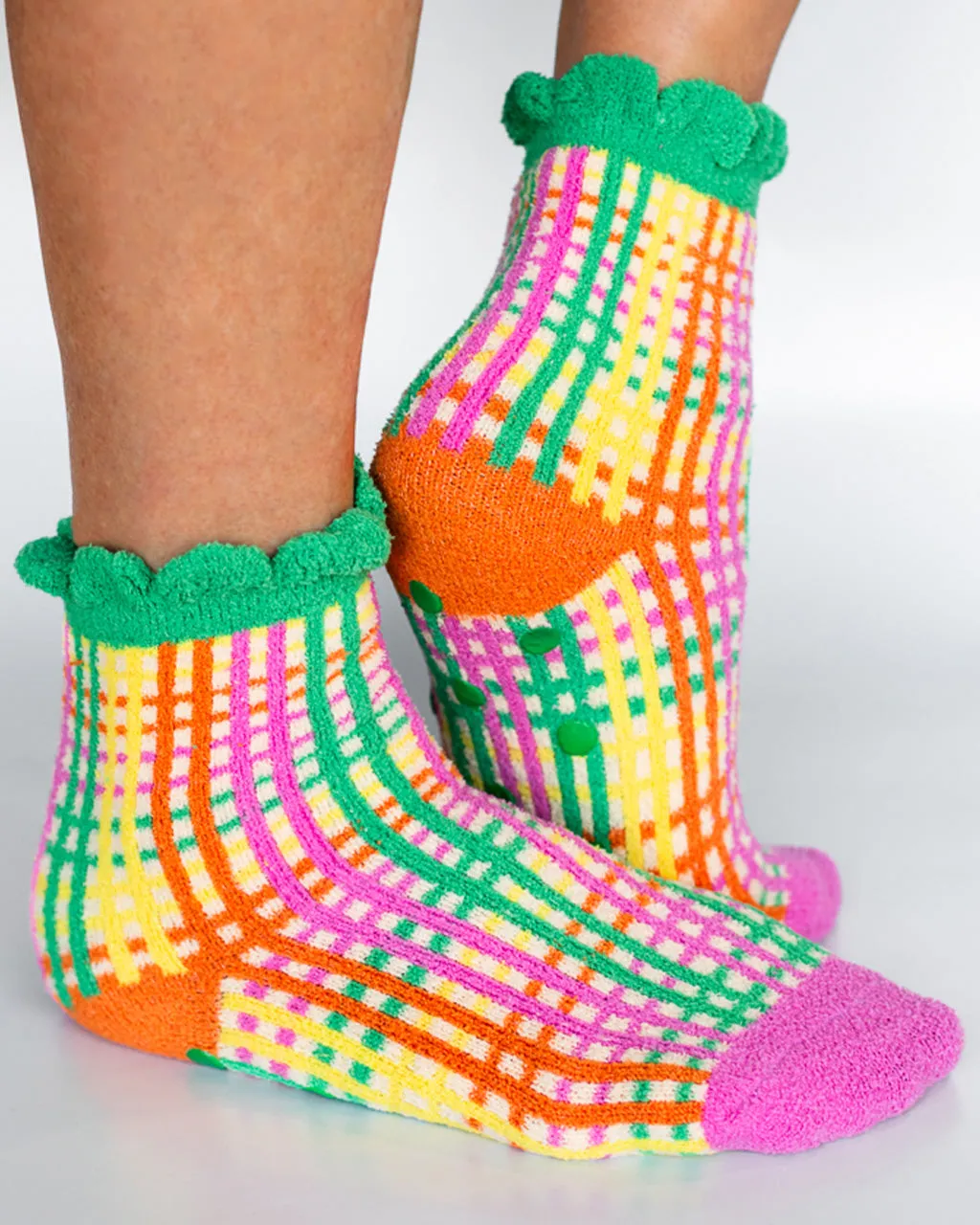Cozy Grip Socks - Colorful Grid