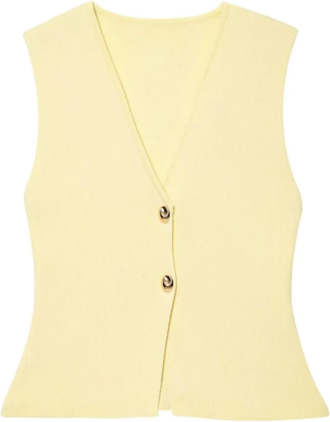 FindThy Womens Cropped Knit Vest V Neck Button Up Solid Color Sleeveless Gilet Tank Tops
