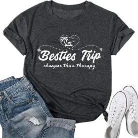 Girls Trip Shirts for Women Tshirt Besties Travel Graphic Tee 2025 Novelty Summer Vacation Beach Hawaii Top