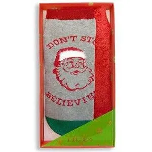 Hue 2-Pack Footsie Socks Christmas Gift Box - Happy Holidays, Fa La La, Santa