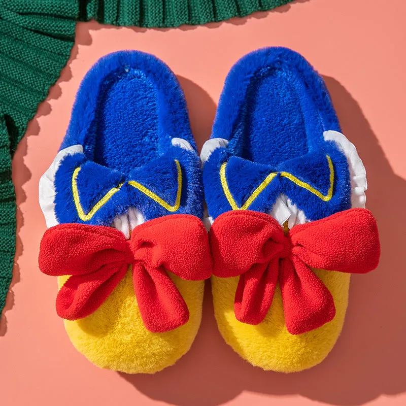 Plush Slippers with Bows for Women