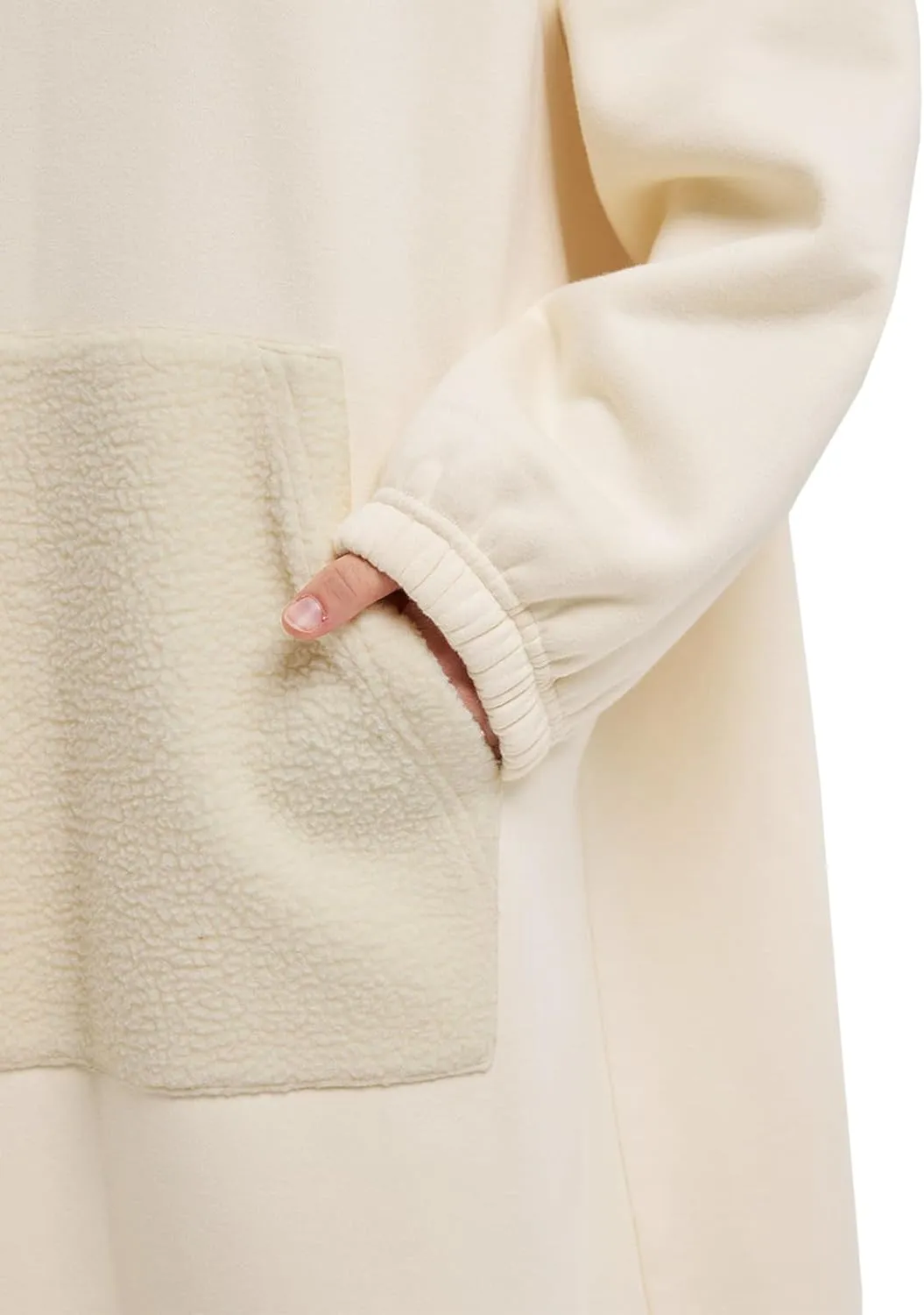 ReachMe Womens Oversized Long Fleece Sweatshirt Dresses Thickening Lounge Maxi Dress Plush Turtleneck Pullover Nightgowns