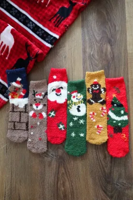 SS1004 12pcs Assorted Fuzzy Christmas Sock Pack