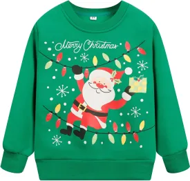 Toddler Boys Girls Christmas Sweatshirts Reindeer Crewneck Fleece Pullover Top Xmas Long Sleeve Winter Clothes 2-7T