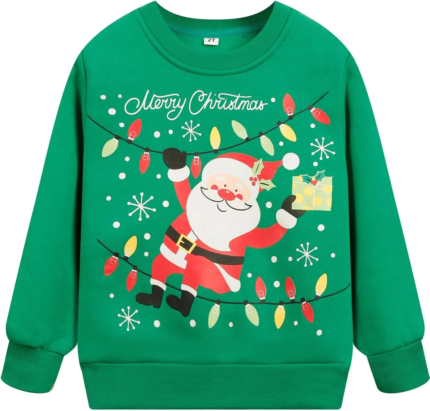 Toddler Boys Girls Christmas Sweatshirts Reindeer Crewneck Fleece Pullover Top Xmas Long Sleeve Winter Clothes 2-7T