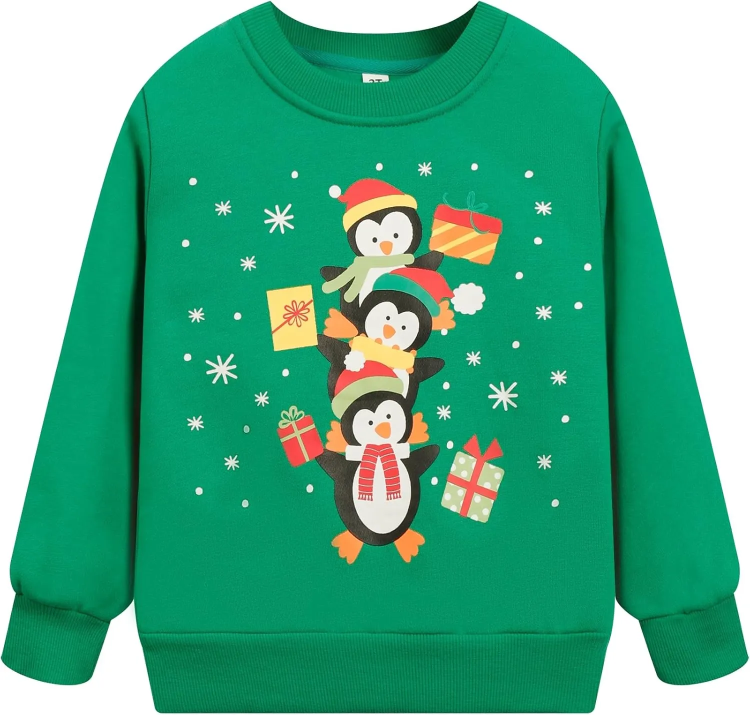Toddler Boys Girls Christmas Sweatshirts Reindeer Crewneck Fleece Pullover Top Xmas Long Sleeve Winter Clothes 2-7T