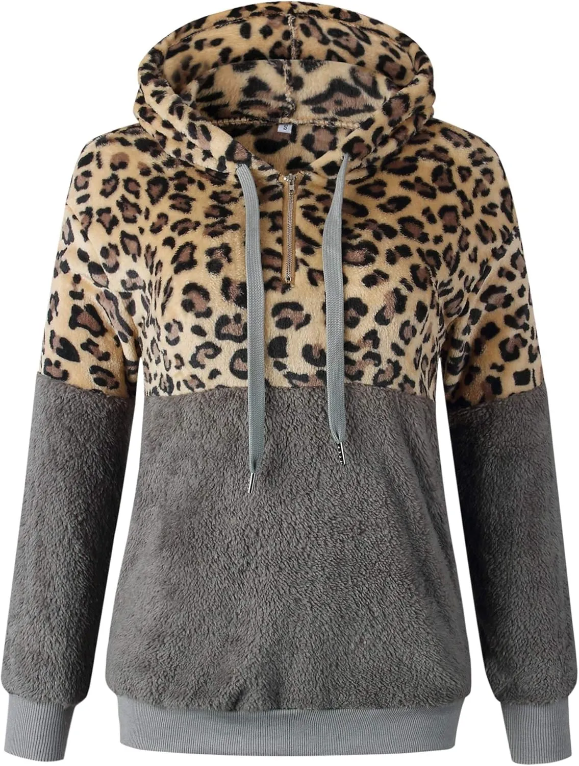 Women Casual Double Fuzzy Sweatshirt Faux Fleece Zip Pullover Hoodies Coat Outwear S-XXL