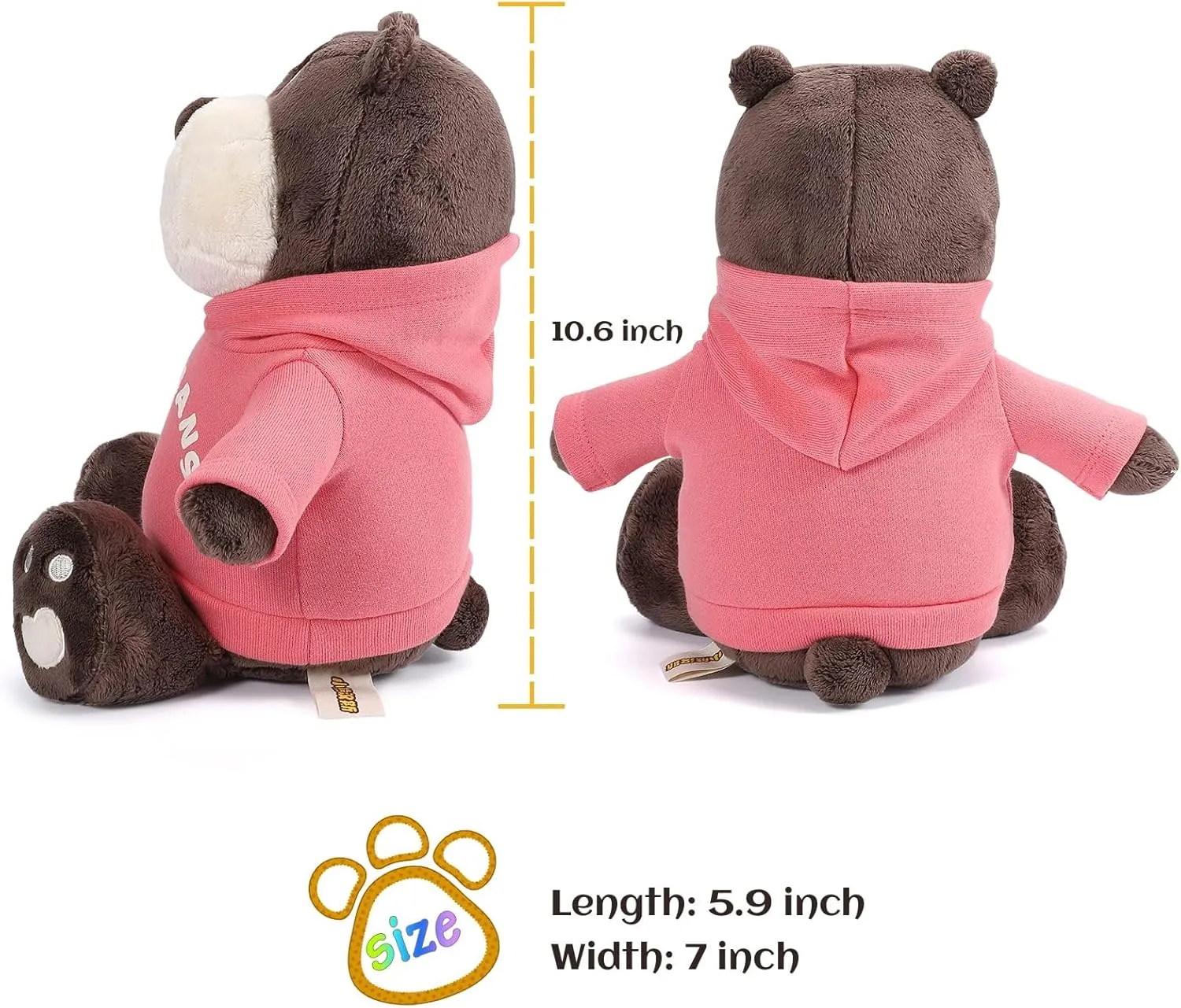 Wpond Super Soft Cuddly Plush Animal Bear Toys with Cute Costum,10.6" Plush Toy,Birthday Christmas Valentine New Year's Gifts for Boys Girls Ladies Pink
