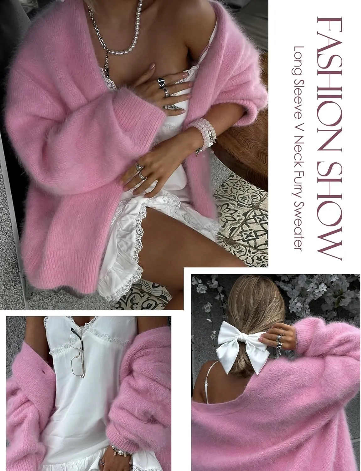 Yimoon Womens Fuzzy Cardigan Sweater V Neck Long Sleeve Button Down Slouchy Furry Knit Sweaters 2025